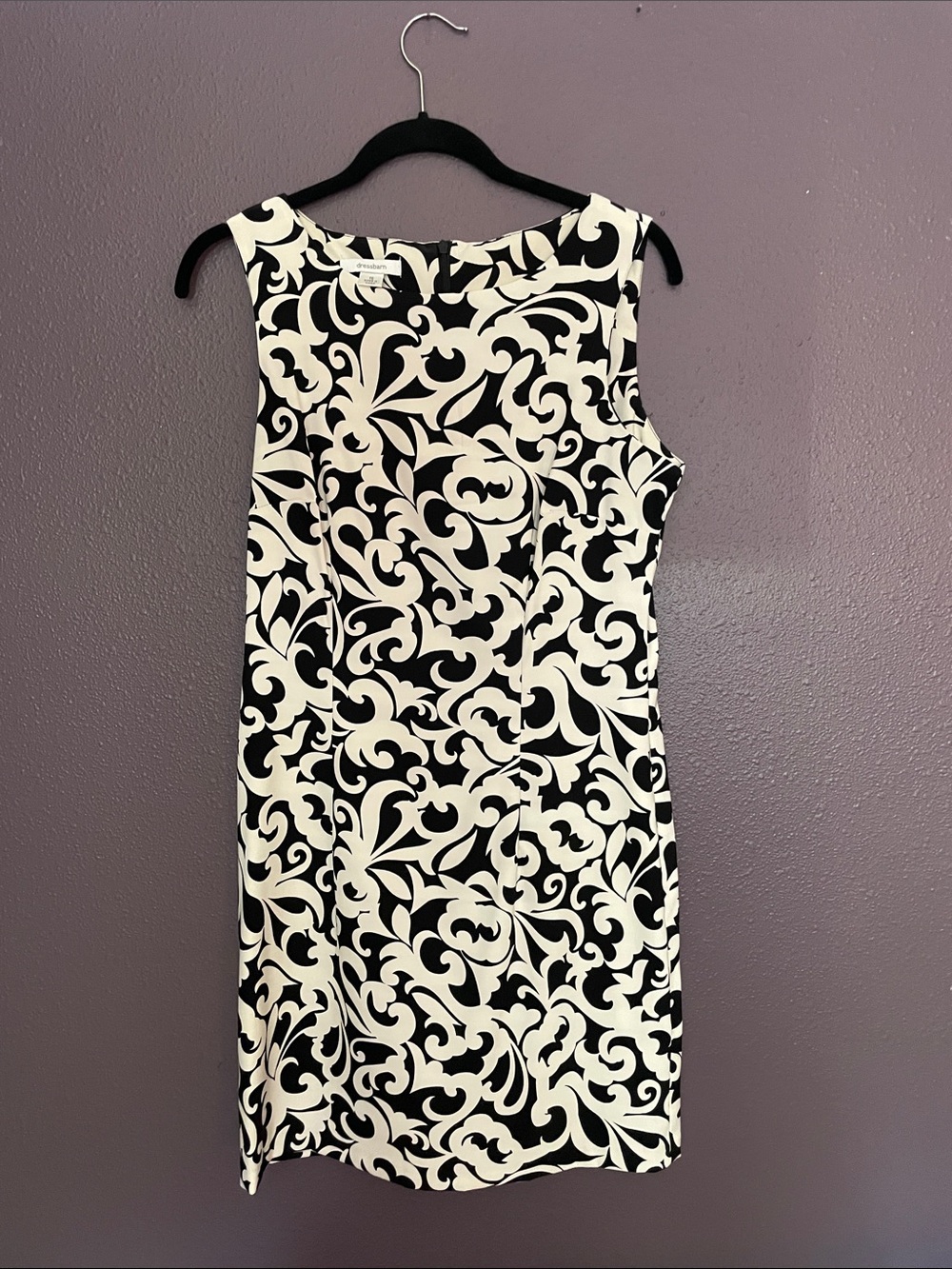 dressbarn Black & White Scroll-Print Sleeveless Midi Dress size 10